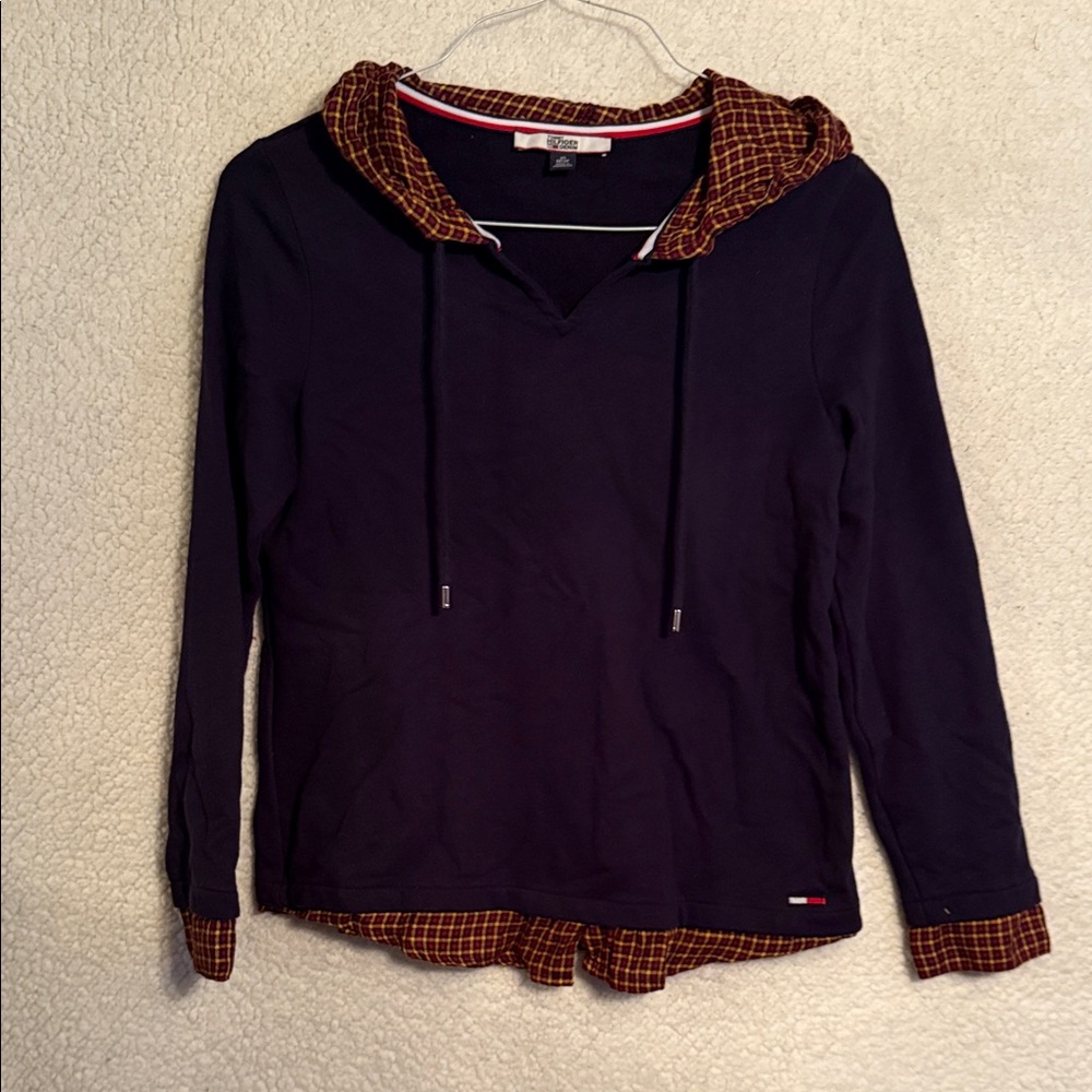 Tommy Hilfiger Denim Plaid Accent Hoodie